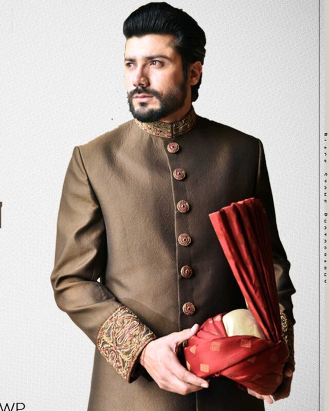 Self Jamawar Sherwani – Crush Men's Wear